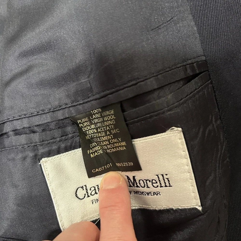 Claudio Morelli Mens Blazer Career Suit Single Breasted Pure Wool Size 40 Navy